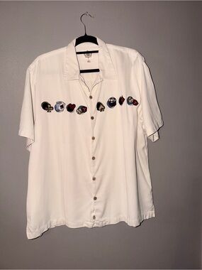 Vintage Visions Collection 100% Silk Casino Poker Shirt XL Embroidered Vegas